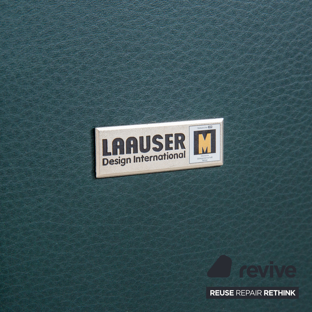 Laauser Atlanta Leder Sessel & Hocker Garnitur Grün Dunkelgrün Petrol