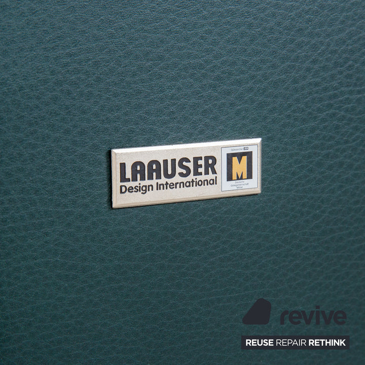 Laauser Atlanta Leder Sessel & Hocker Garnitur Grün Dunkelgrün Petrol