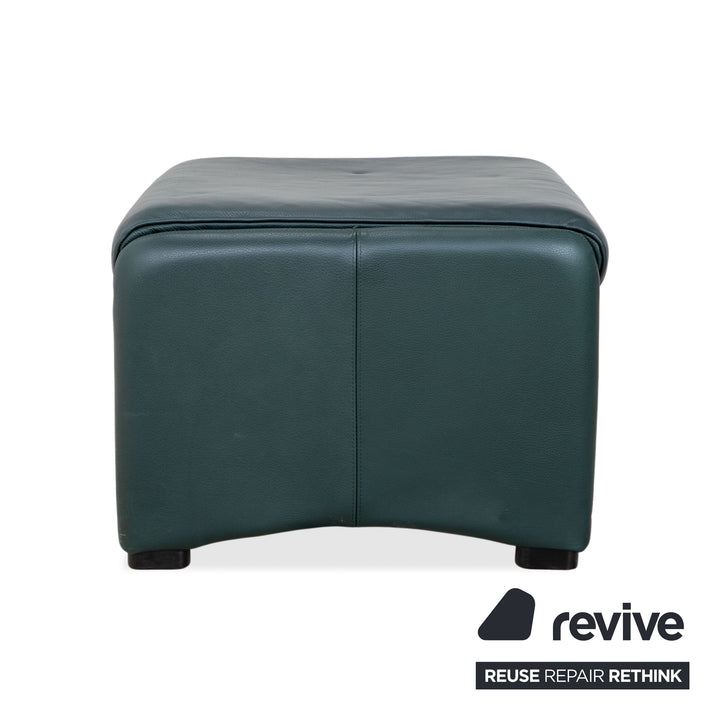 Laauser Atlanta Leder Sessel & Hocker Garnitur Grün Dunkelgrün Petrol