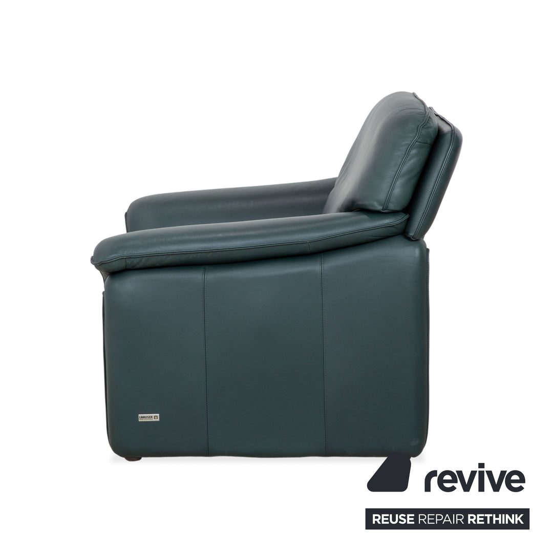 Laauser Atlanta Leder Sessel & Hocker Garnitur Grün Dunkelgrün Petrol