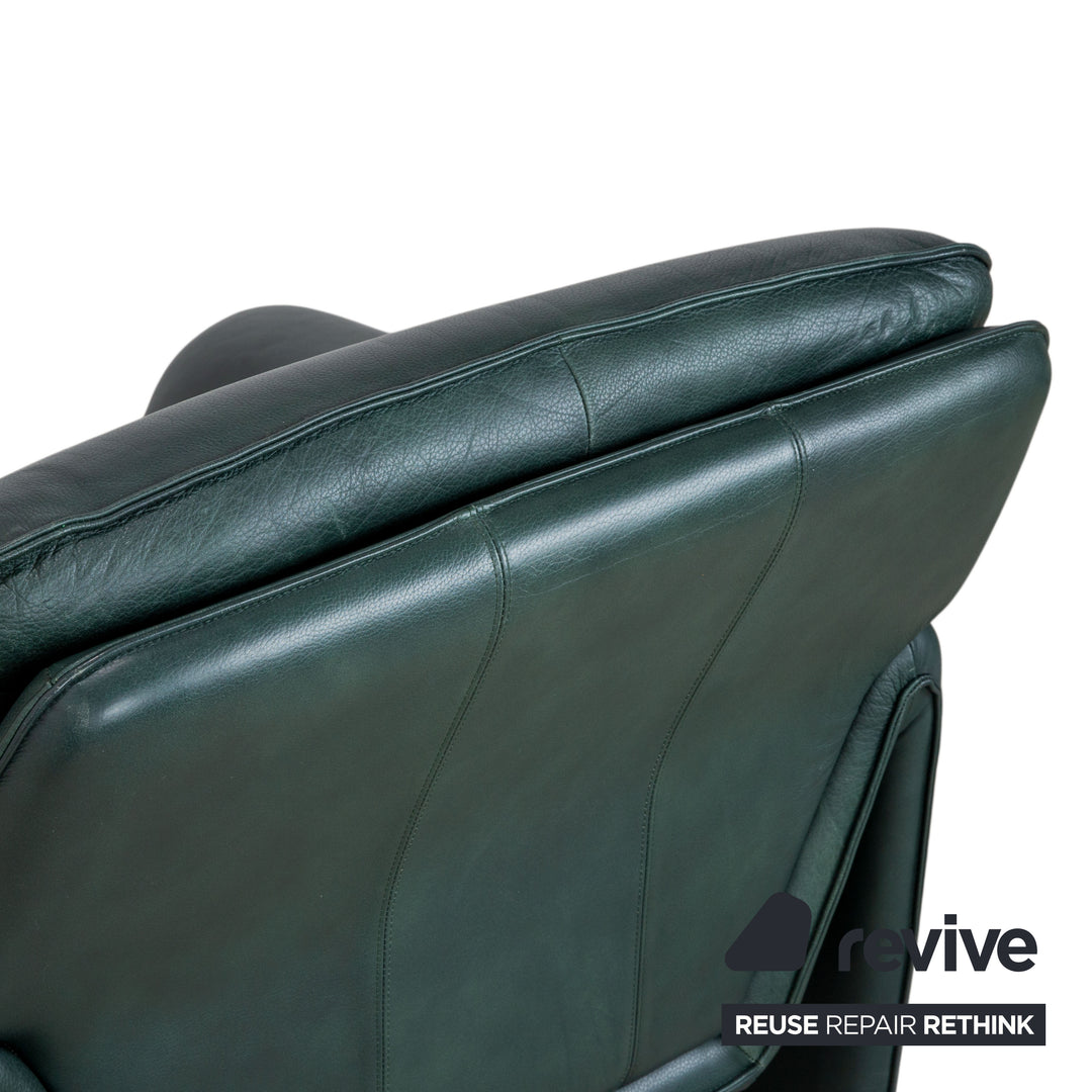 Laauser Atlanta Leder Sessel & Hocker Garnitur Grün Dunkelgrün Petrol