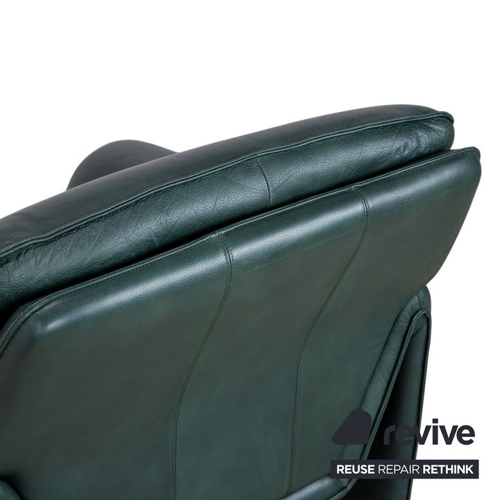 Laauser Atlanta Leder Sessel & Hocker Garnitur Grün Dunkelgrün Petrol