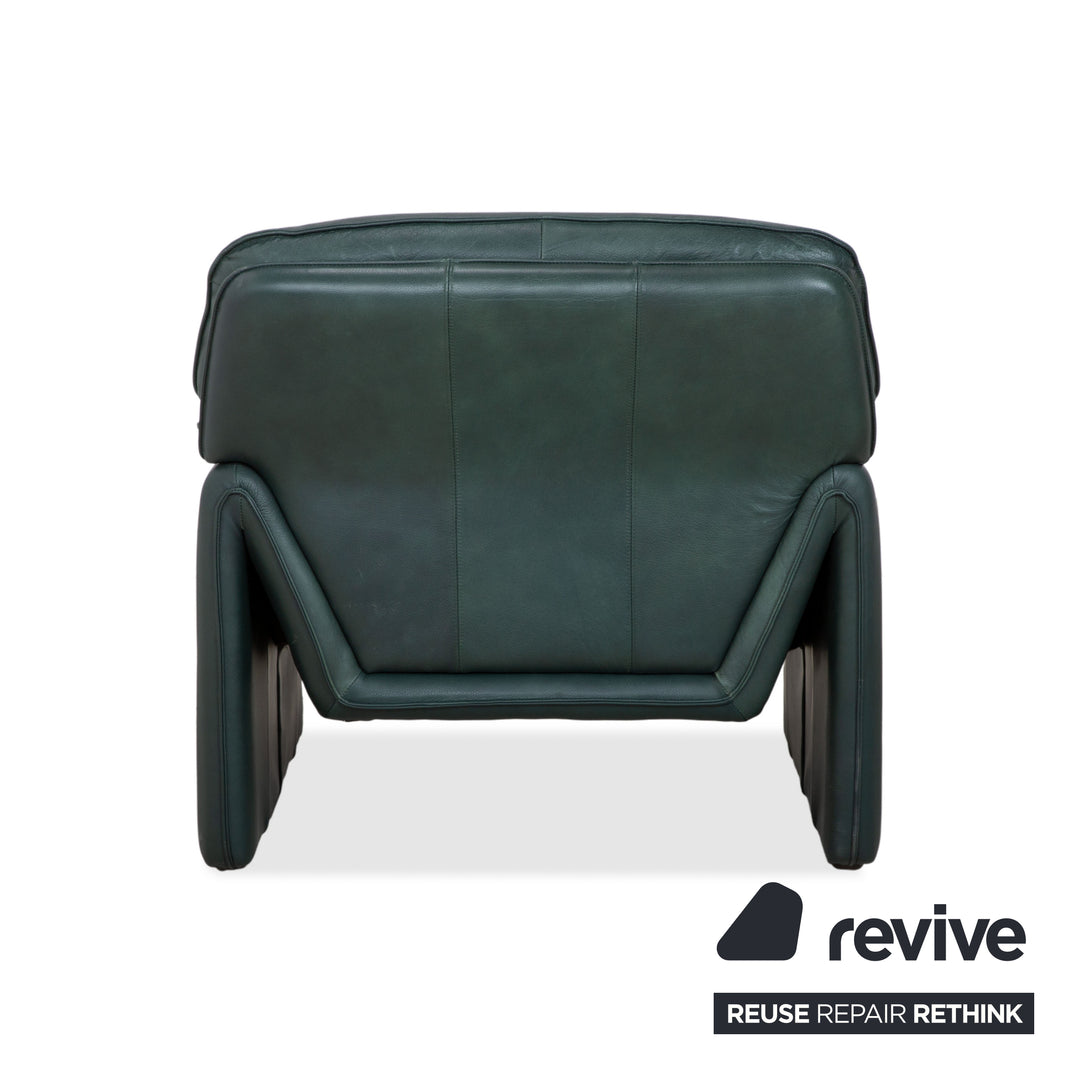Laauser Atlanta Leather Armchair & Footstool Set Green Dark Green Petrol