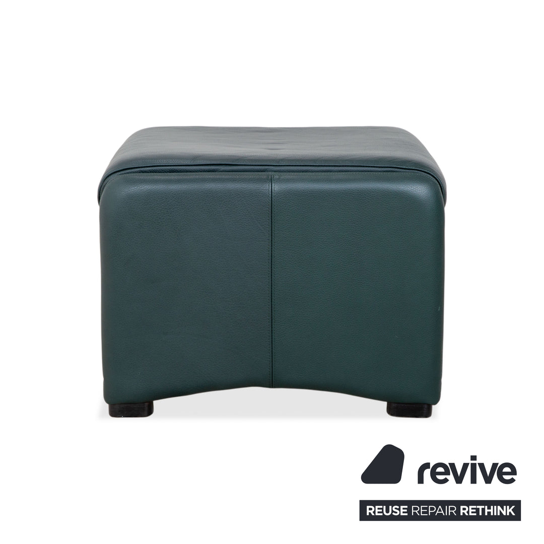 Laauser Atlanta Leder Sessel & Hocker Garnitur Grün Dunkelgrün Petrol