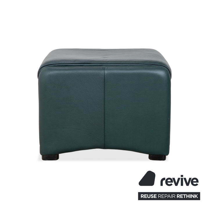 Laauser Atlanta Leder Sessel & Hocker Garnitur Grün Dunkelgrün Petrol