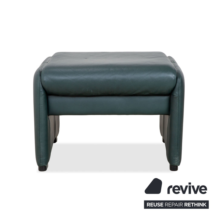 Laauser Atlanta Leder Sessel & Hocker Garnitur Grün Dunkelgrün Petrol