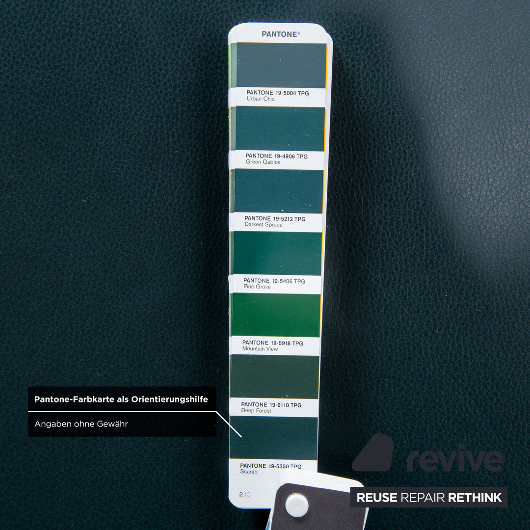 Laauser Atlanta Leder Sessel & Hocker Garnitur Grün Dunkelgrün Petrol