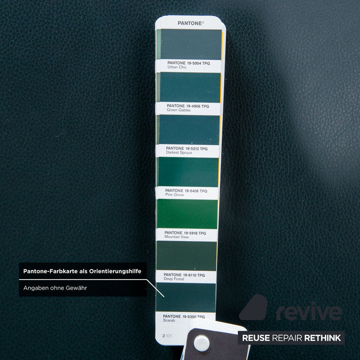 Laauser Atlanta Leder Sessel & Hocker Garnitur Grün Dunkelgrün Petrol