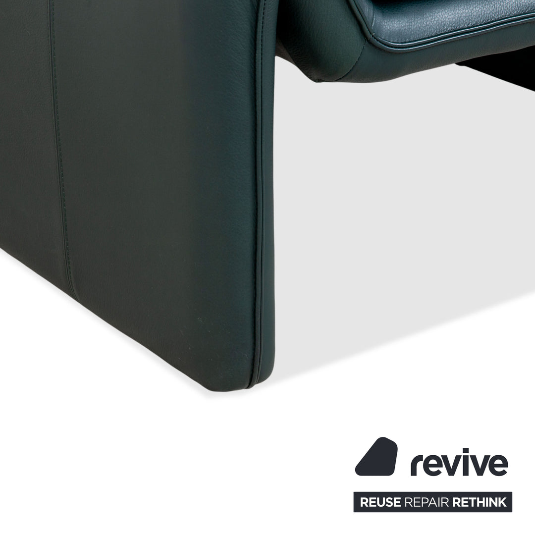 Laauser Atlanta Leder Sessel & Hocker Garnitur Grün Dunkelgrün Petrol