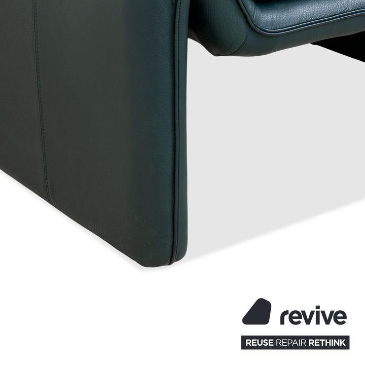 Laauser Atlanta Leder Sessel & Hocker Garnitur Grün Dunkelgrün Petrol