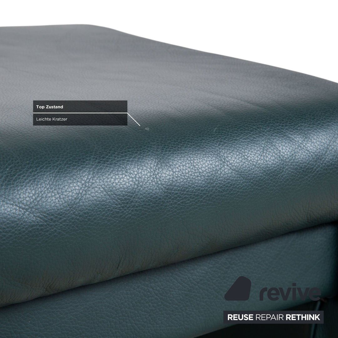 Laauser Atlanta Leder Sessel & Hocker Garnitur Grün Dunkelgrün Petrol