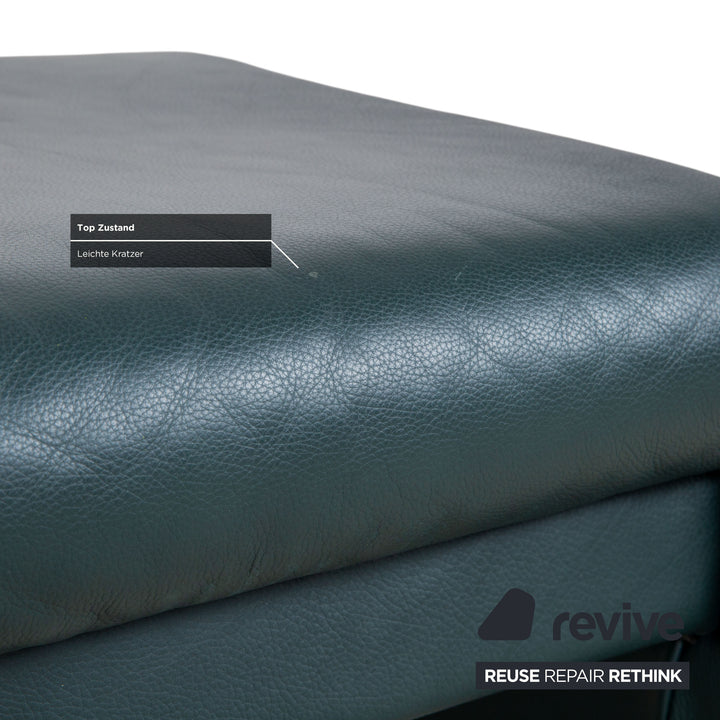 Laauser Atlanta Leder Sessel & Hocker Garnitur Grün Dunkelgrün Petrol