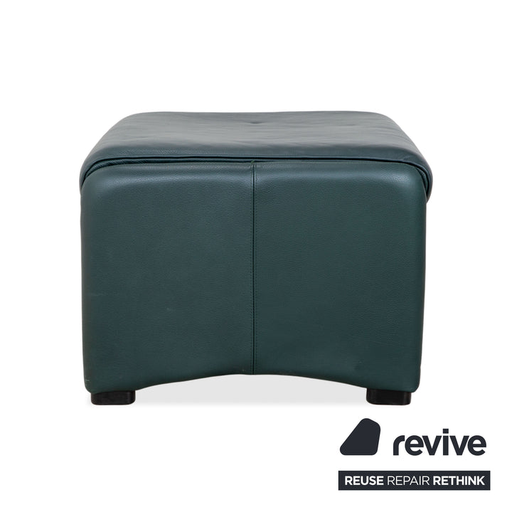 Laauser Atlanta Leather Armchair & Footstool Set Green Dark Green Petrol