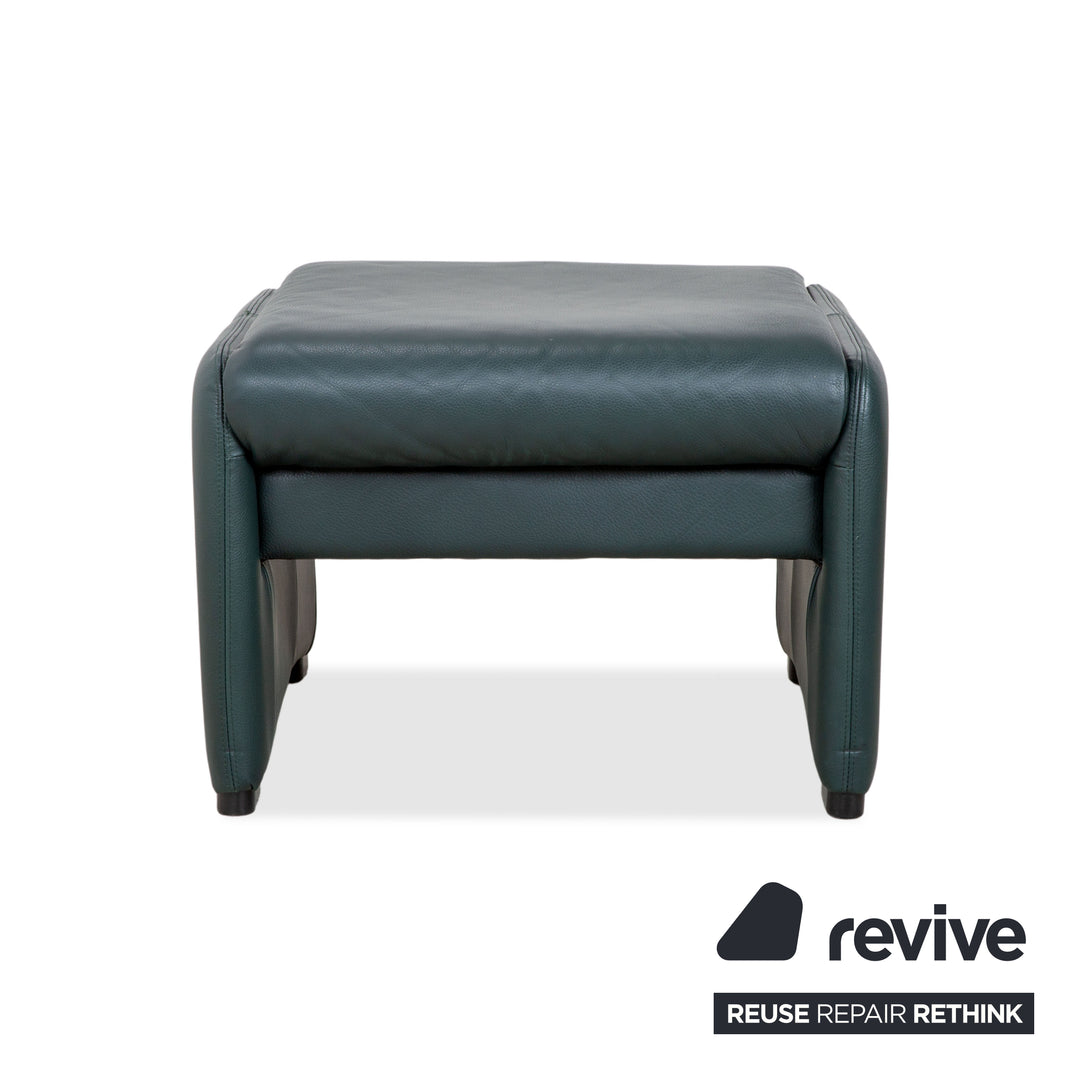 Laauser Atlanta Leder Sessel & Hocker Garnitur Grün Dunkelgrün Petrol