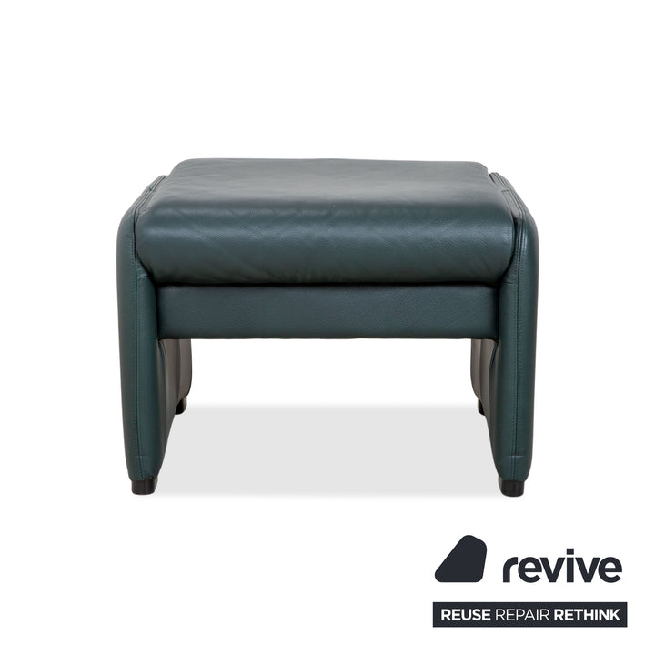 Laauser Atlanta Leder Sessel & Hocker Garnitur Grün Dunkelgrün Petrol