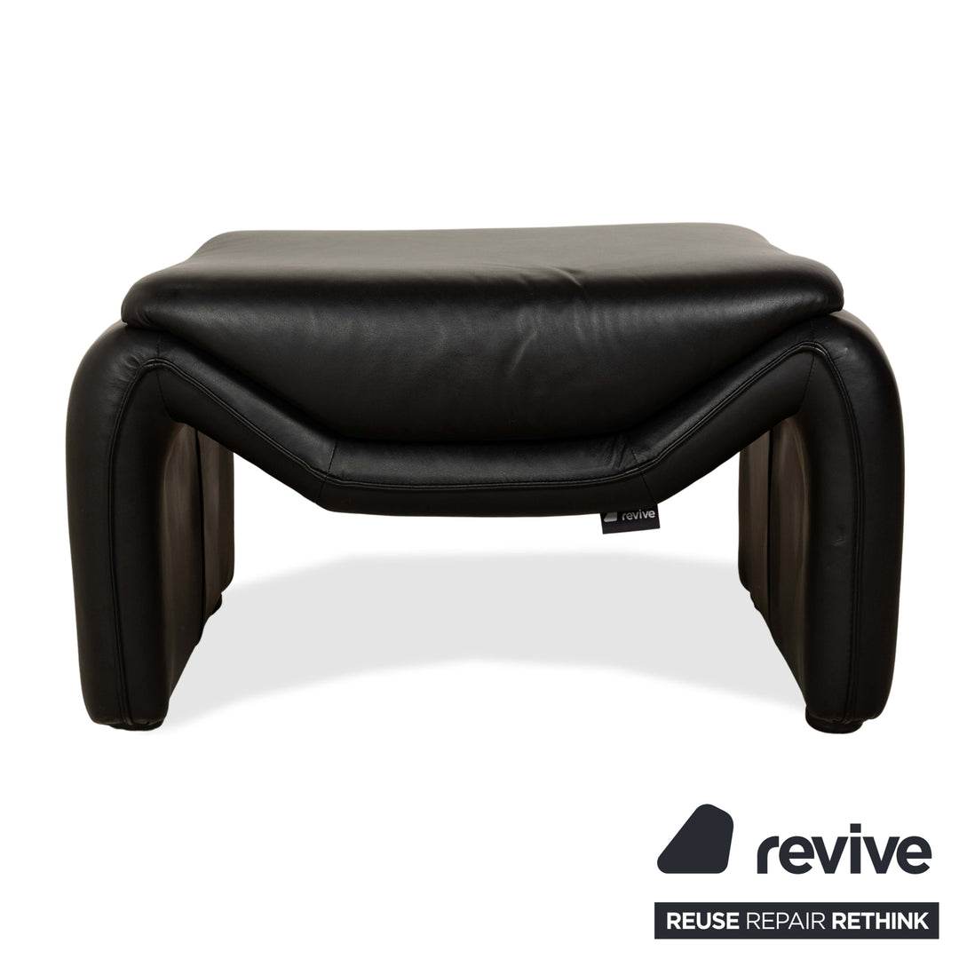Laauser Atlanta Leder Sessel inkl. Hocker Schwarz