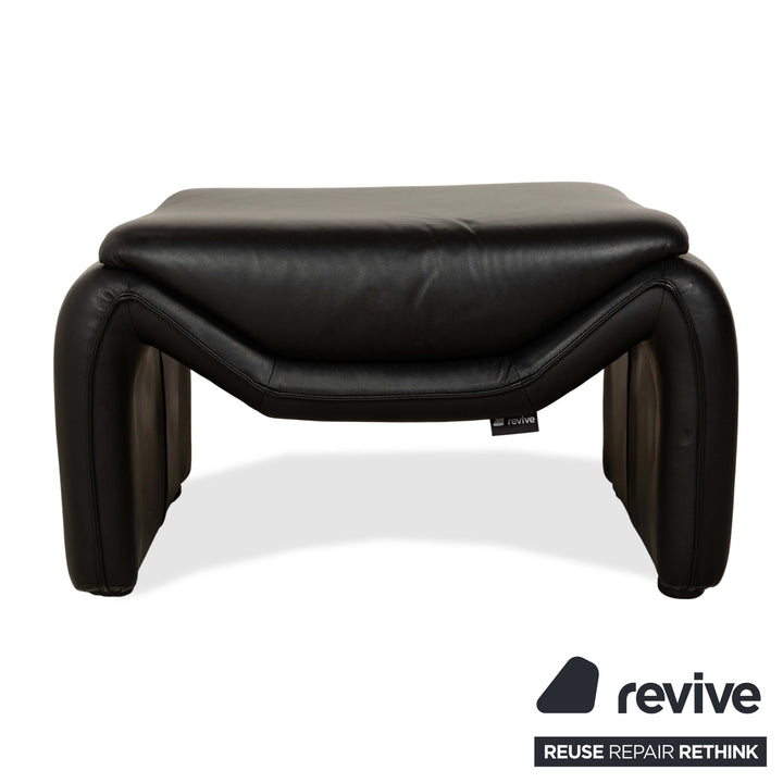 Laauser Atlanta Leder Sessel inkl. Hocker Schwarz