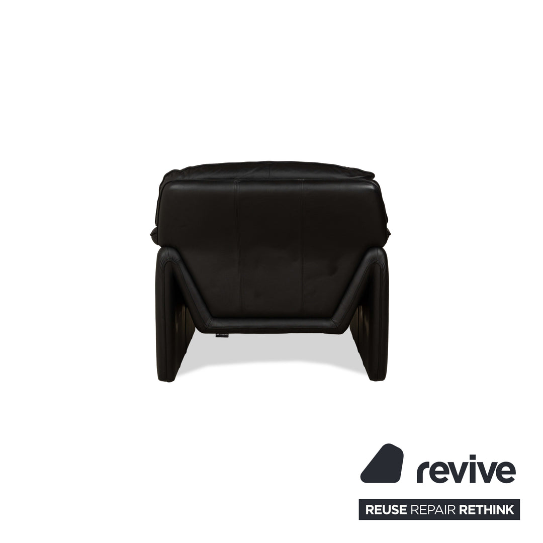 Laauser Atlanta Leder Sessel inkl. Hocker Schwarz