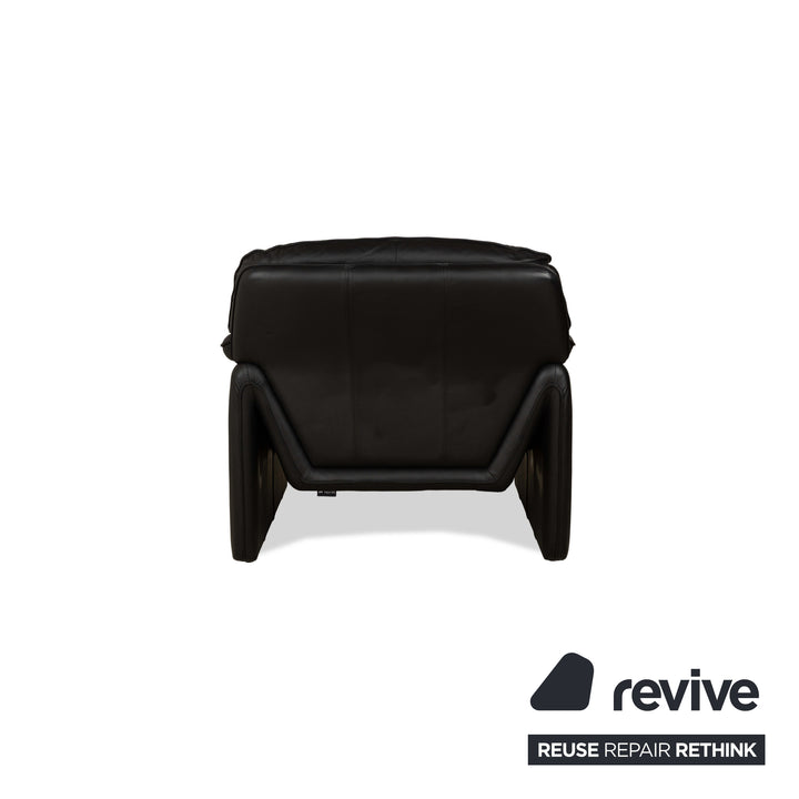 Laauser Atlanta Leder Sessel inkl. Hocker Schwarz