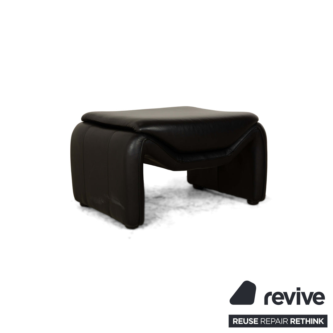 Laauser Atlanta Leder Sessel inkl. Hocker Schwarz