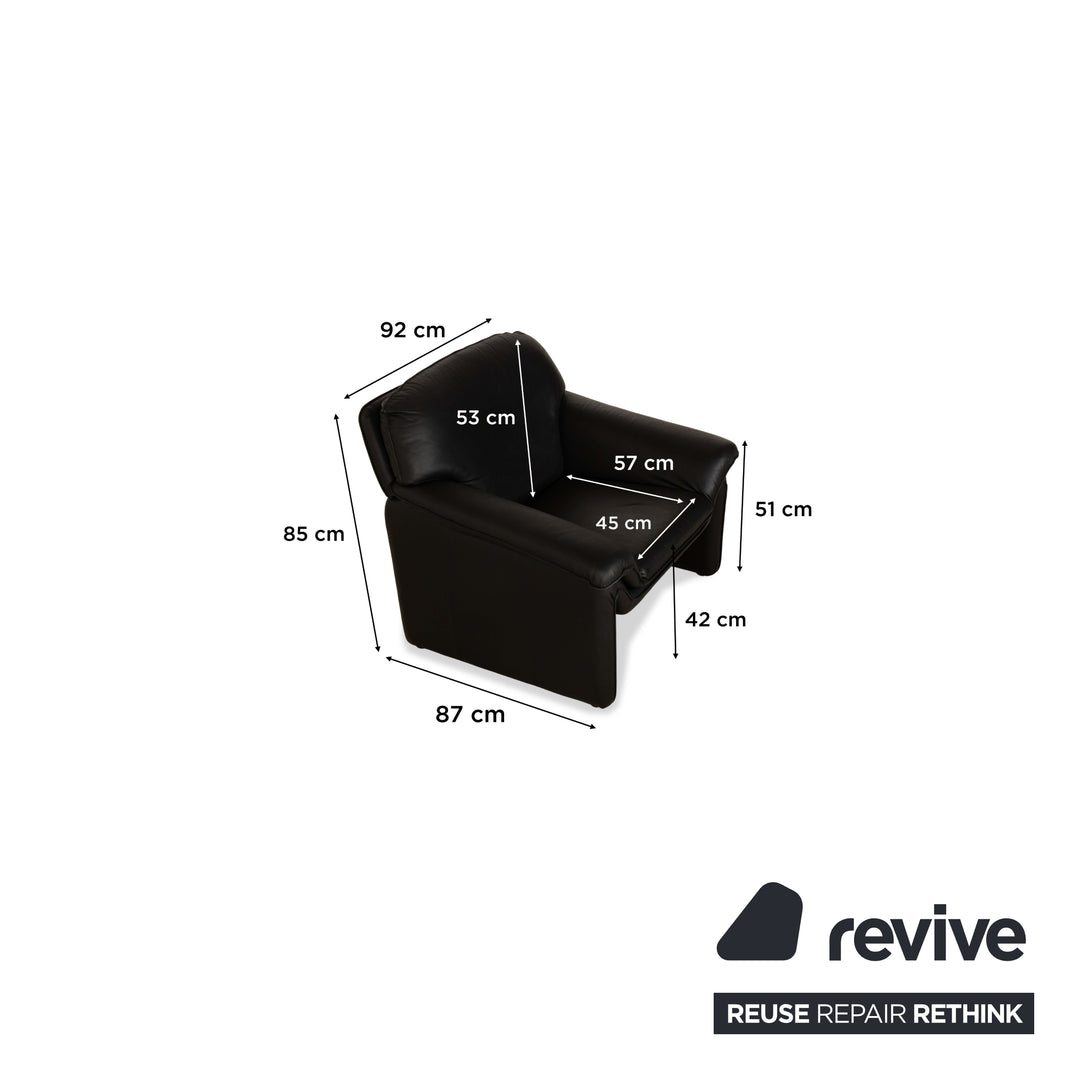 Laauser Atlanta Leder Sessel inkl. Hocker Schwarz