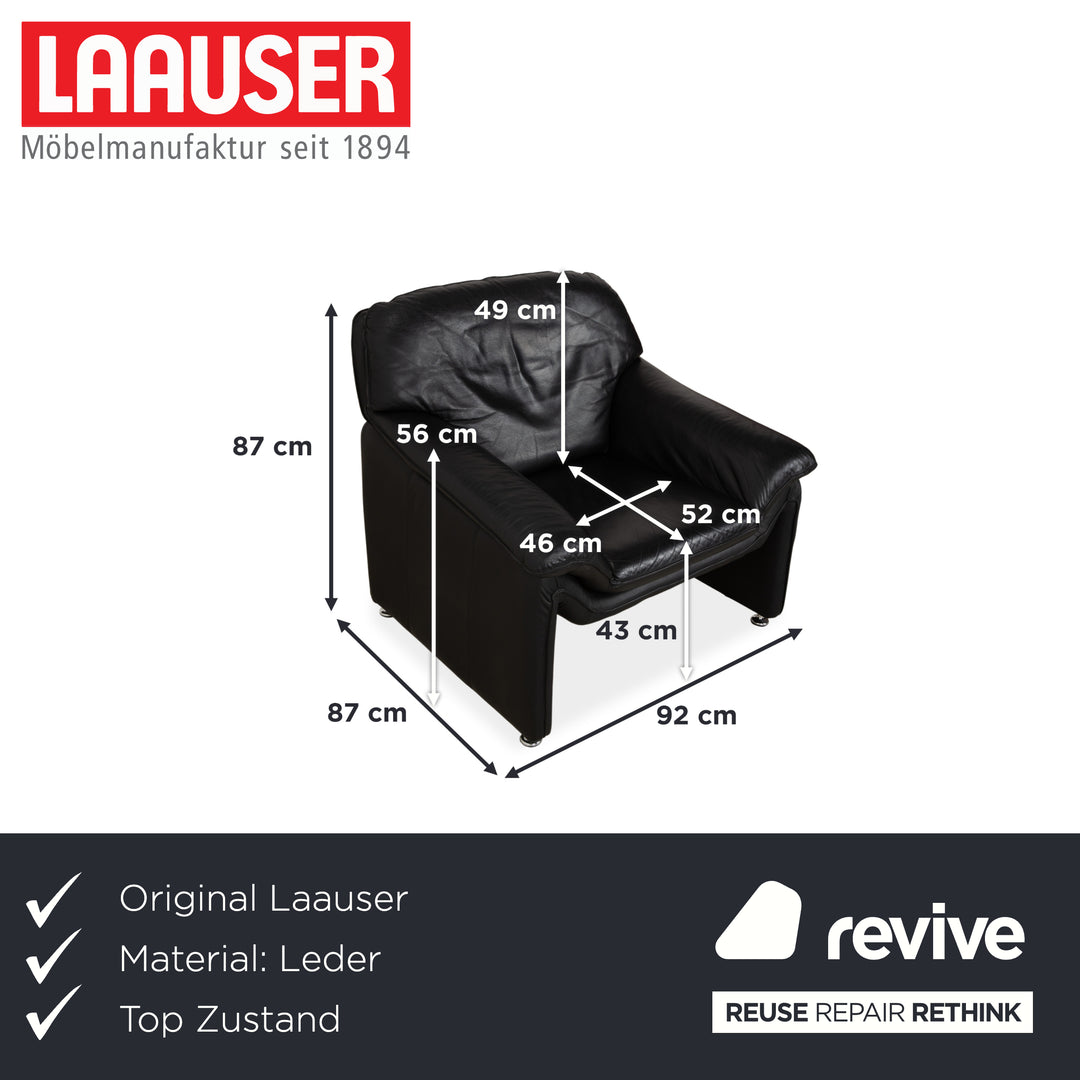 Laauser Atlanta Leather Armchair Black