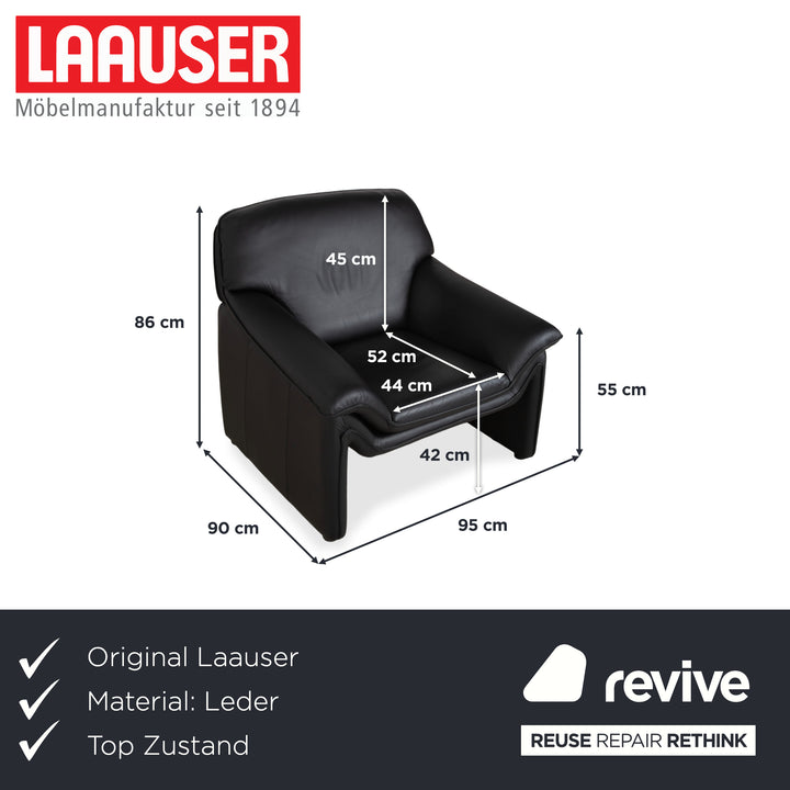 Laauser Atlanta Leder Sessel Schwarz