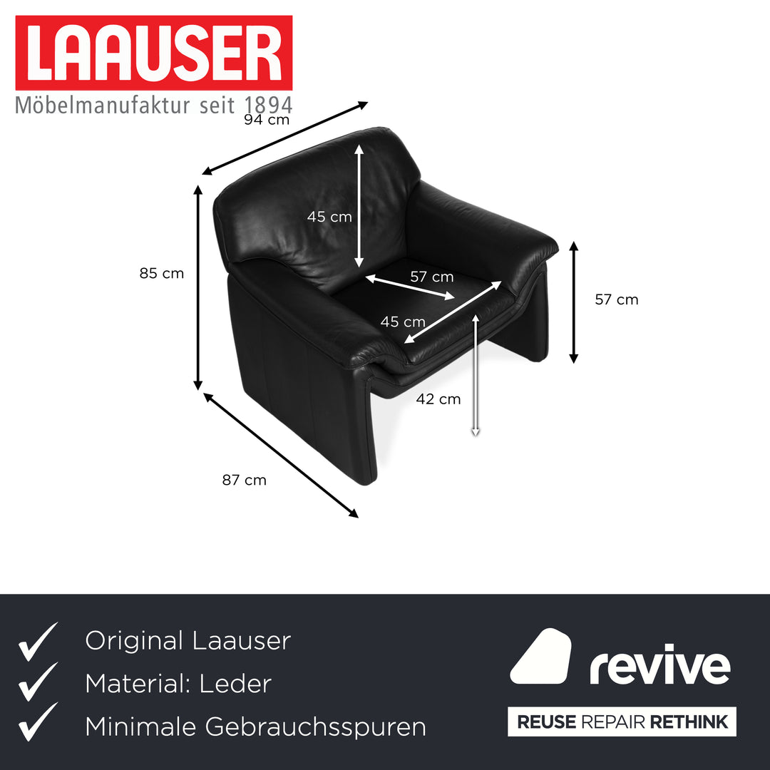 Laauser Atlanta Leder Sessel Schwarz