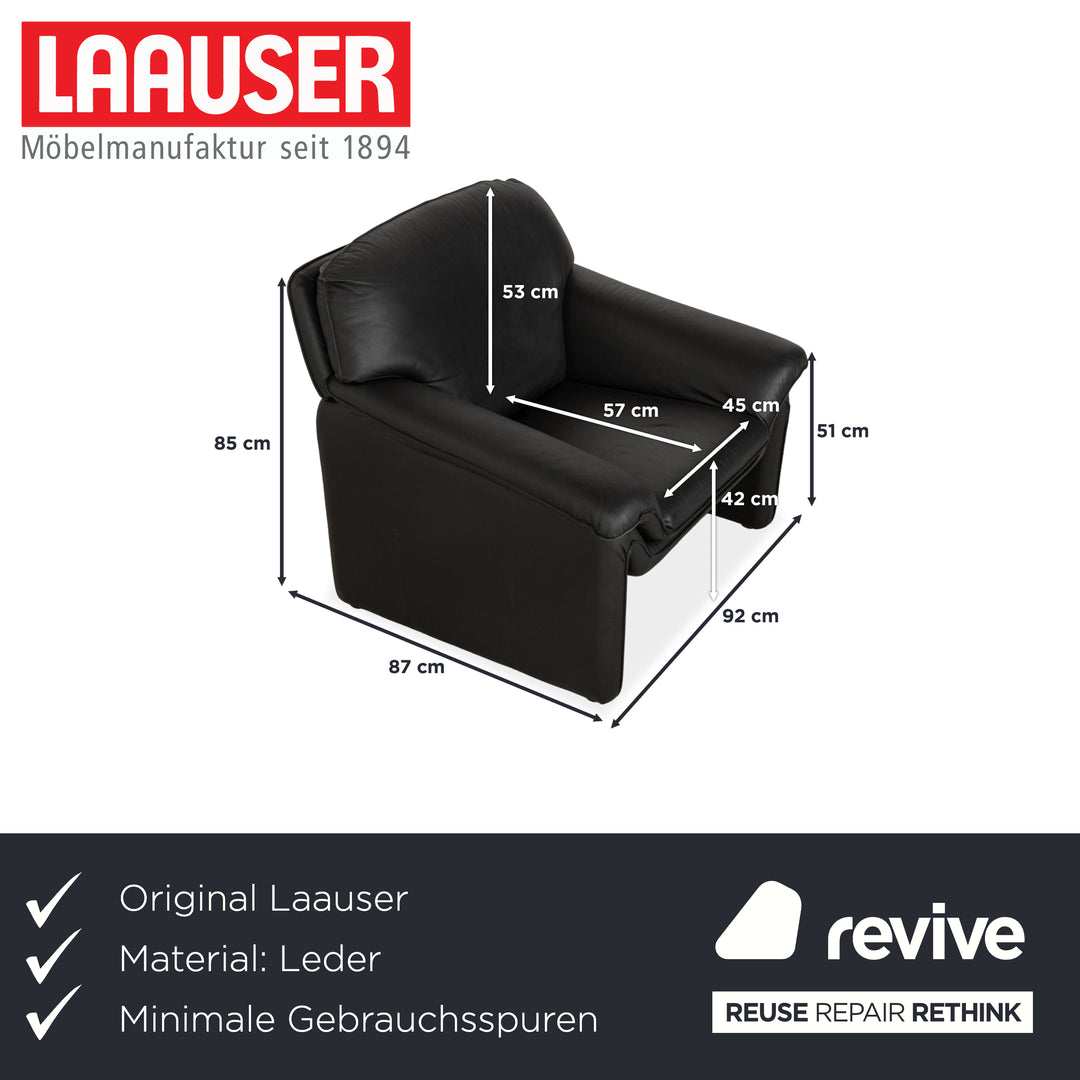 Laauser Atlanta Leder Sessel Schwarz