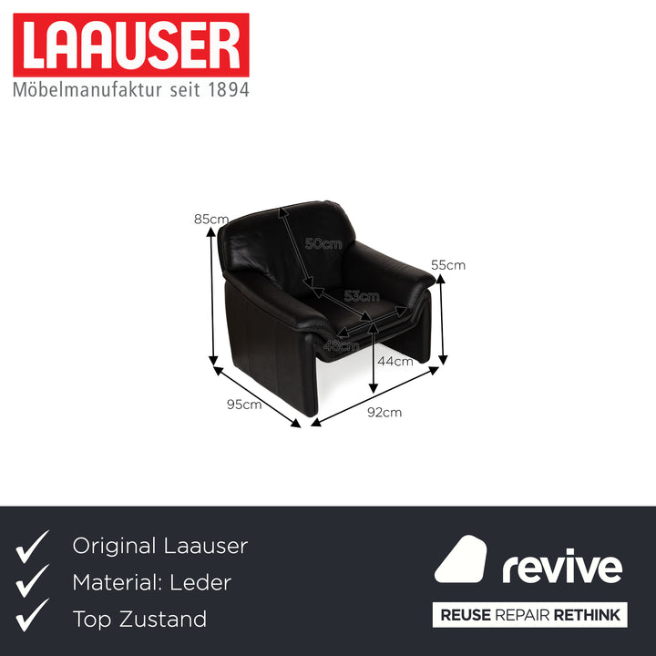 Laauser Atlanta Leather Armchair Black