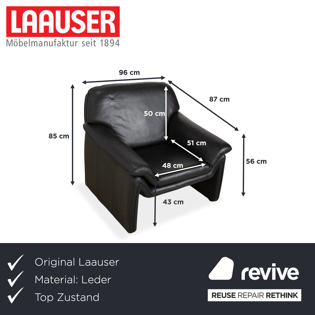 Laauser Atlanta Leder Sessel Schwarz