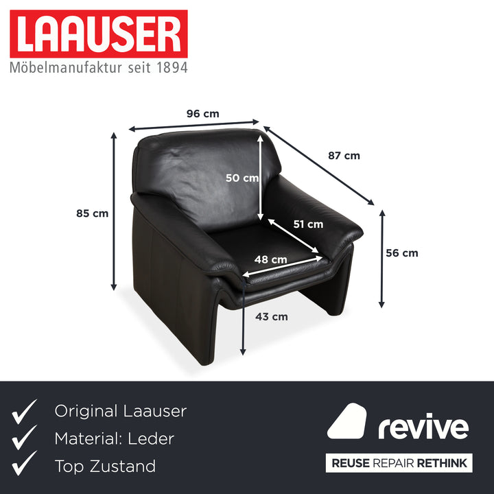 Laauser Atlanta Leder Sessel Schwarz