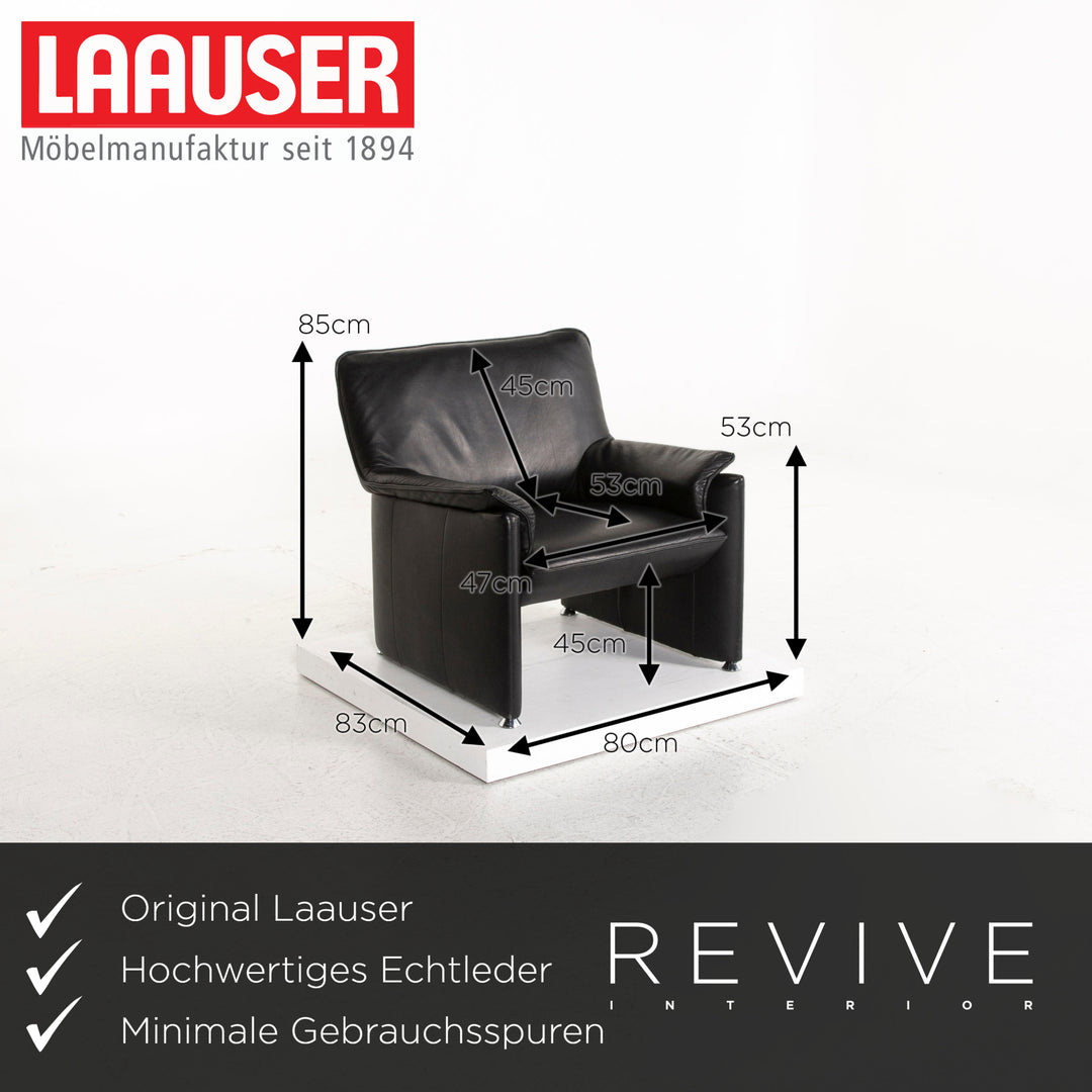 Laauser Flair Leather Sofa Set Black 1x Three-seater 1x Two-seater 1x Armchair #12555