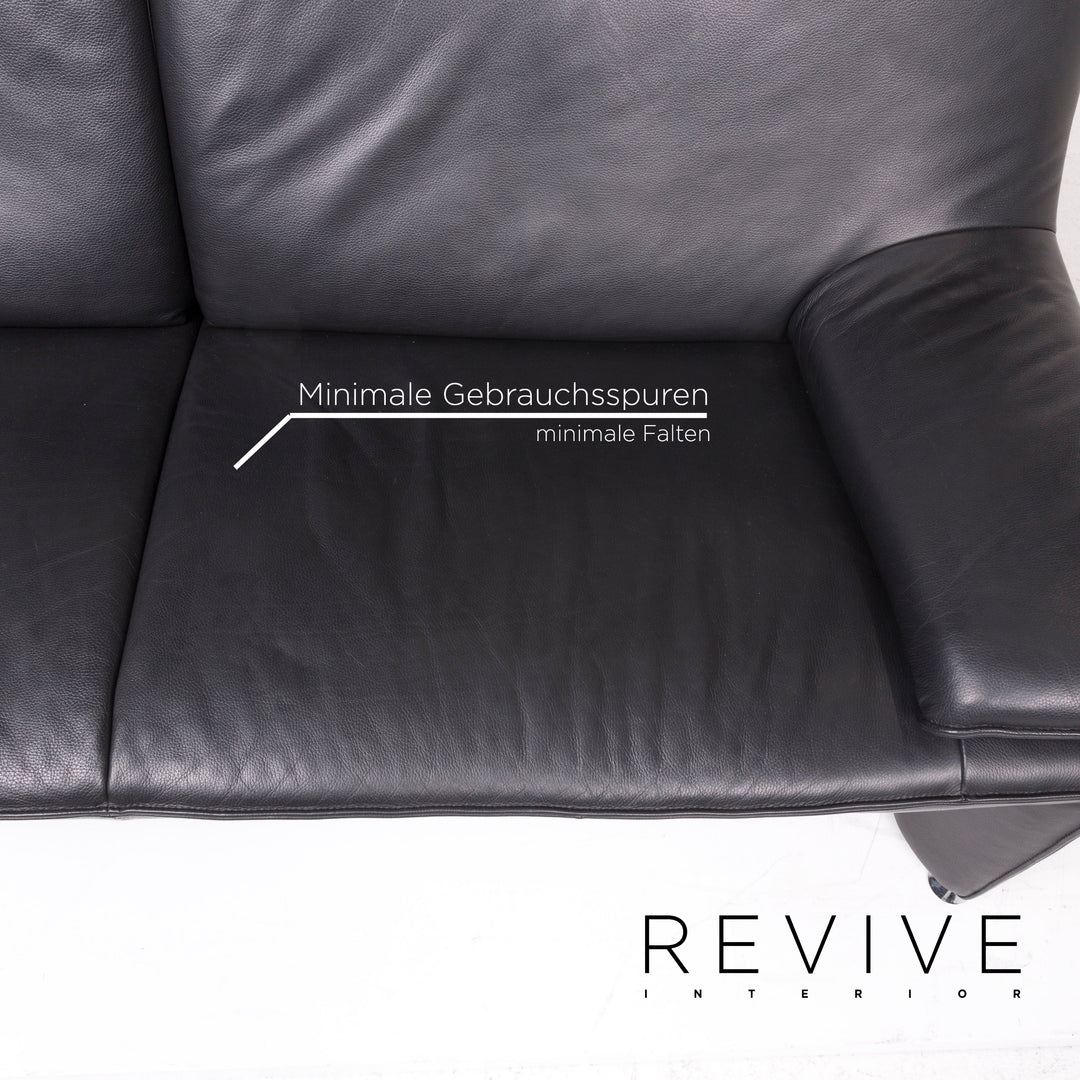 Laauser Flair Leather Sofa Set Black 1x Three-seater 1x Two-seater 1x Armchair #12555