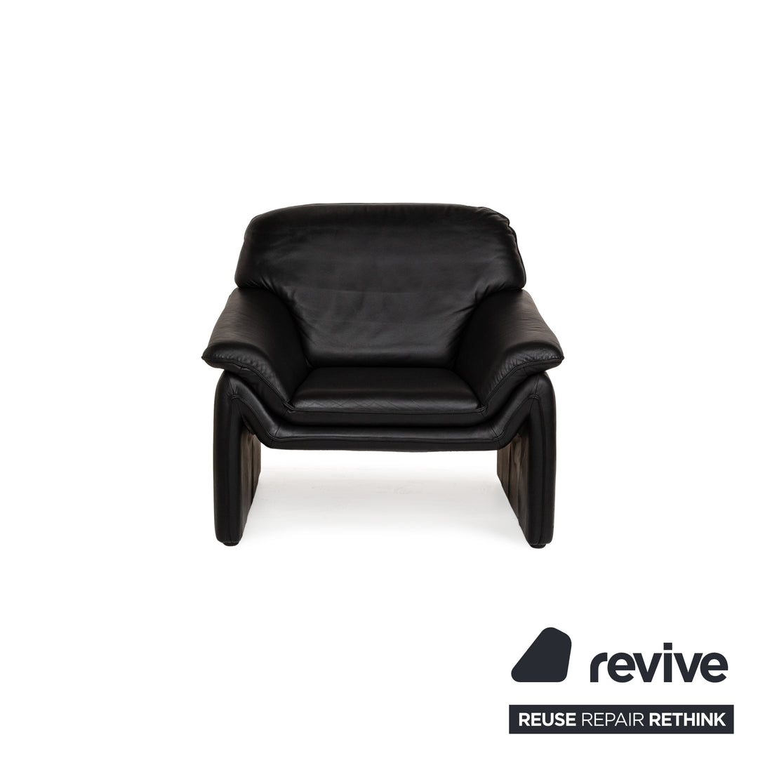 Laauser Atlanta Leather Sofa Set Black Three-Seater Armchair Couch