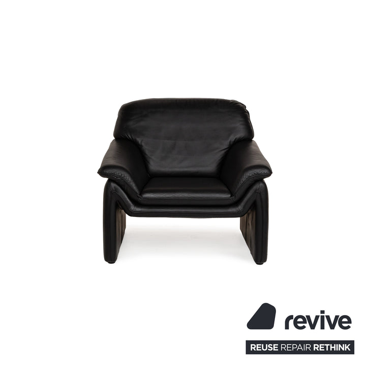 Laauser Atlanta Leather Sofa Set Black Three-Seater Armchair Couch