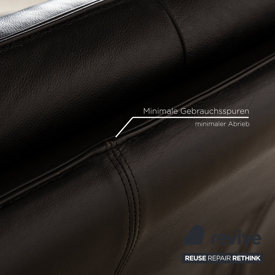 Laauser Atlanta Leather Sofa Set Black Three-Seater Armchair Couch