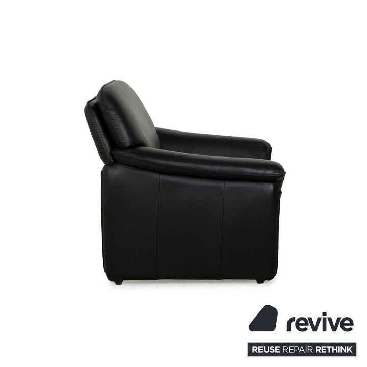 Laauser Atlanta Leder Sofa Garnitur Schwarz Dreisitzer Sessel Couch