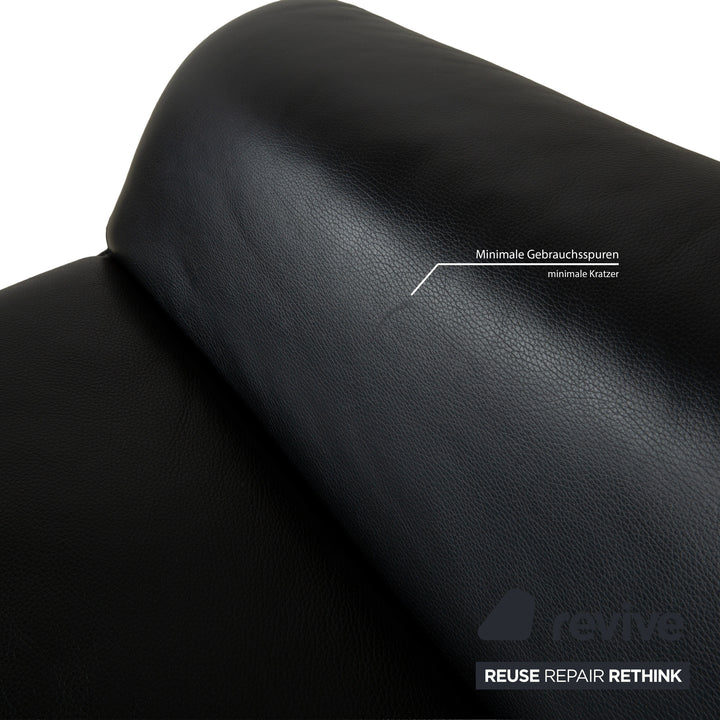 Laauser Atlanta Leder Sofa Garnitur Schwarz Dreisitzer Sessel Couch