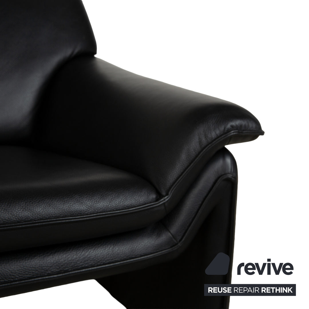 Laauser Atlanta Leder Sofa Garnitur Schwarz Dreisitzer Sessel Couch
