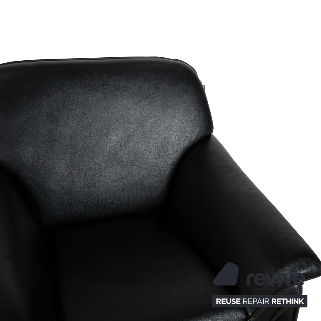 Laauser Atlanta Leder Sofa Garnitur Schwarz Dreisitzer Sessel Couch