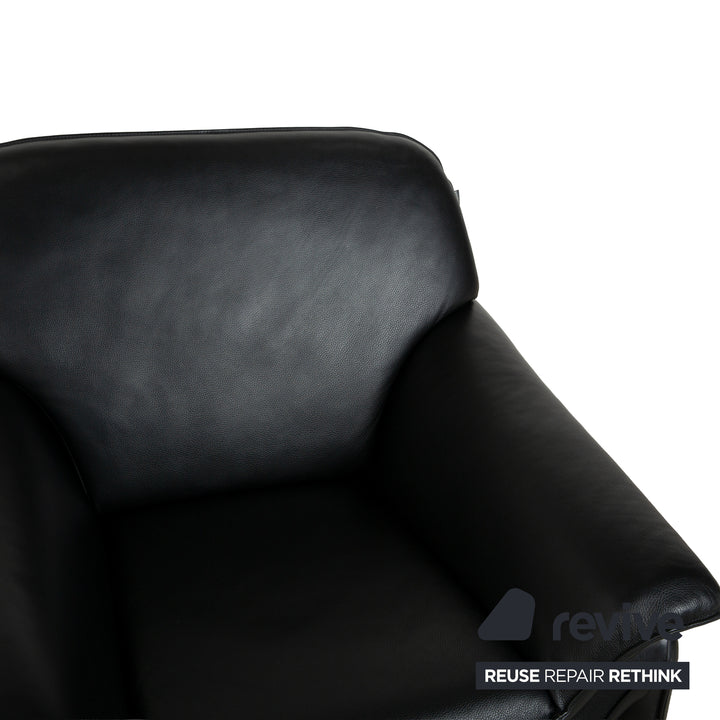 Laauser Atlanta Leder Sofa Garnitur Schwarz Dreisitzer Sessel Couch
