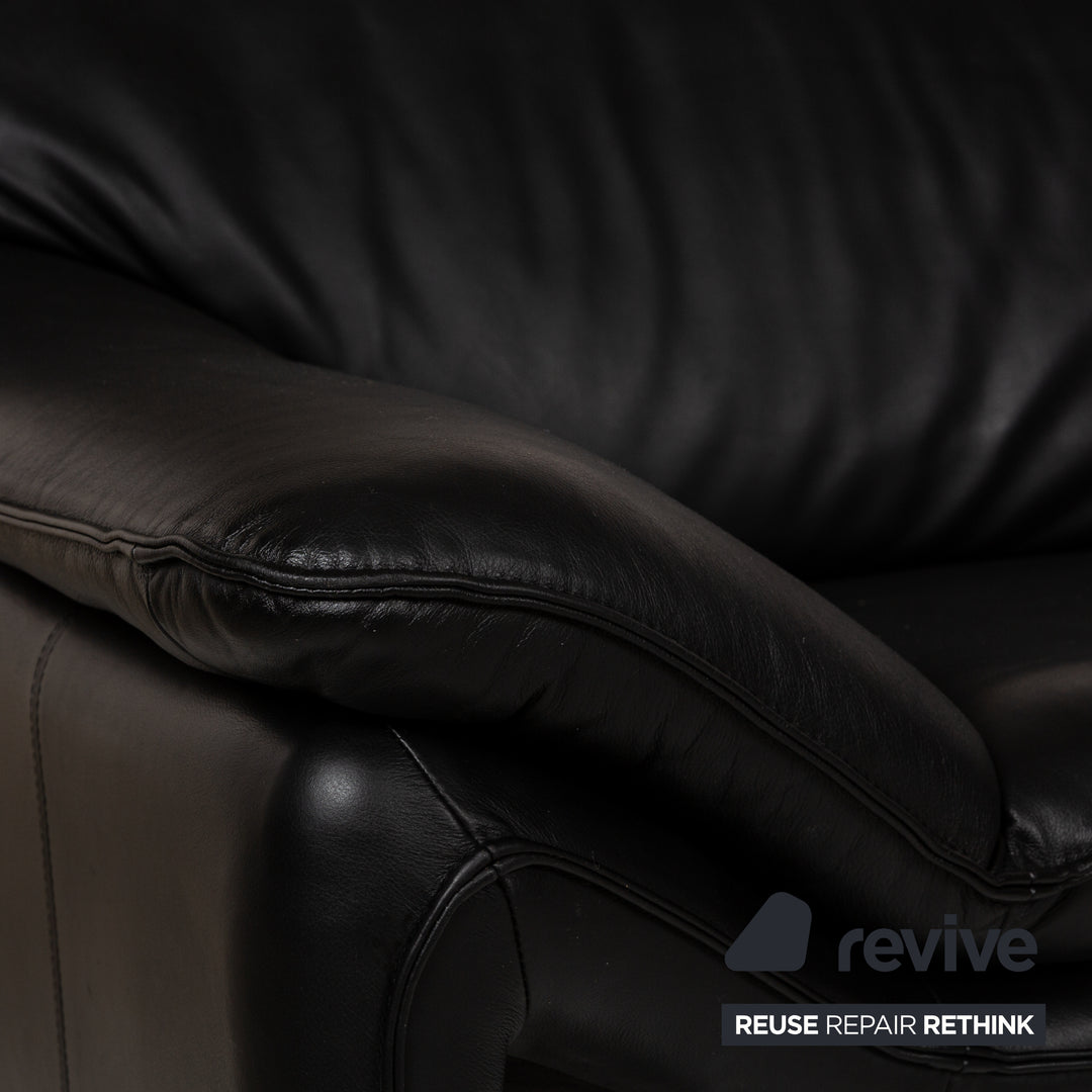 Laauser Atlanta Leather Sofa Set Black Three-Seater Armchair Couch