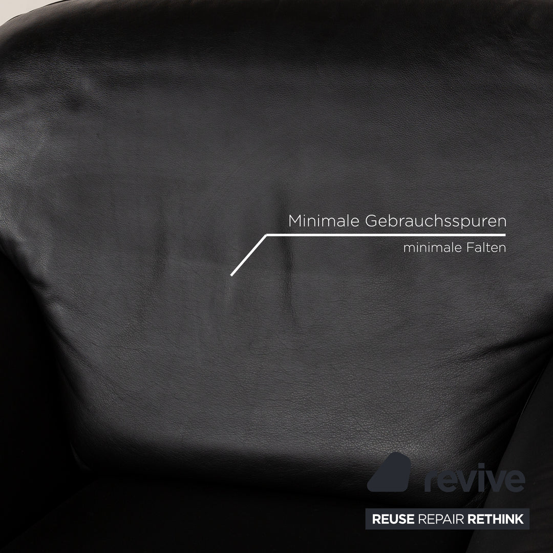 Laauser Atlanta Leather Sofa Set Black Three-Seater Armchair Couch