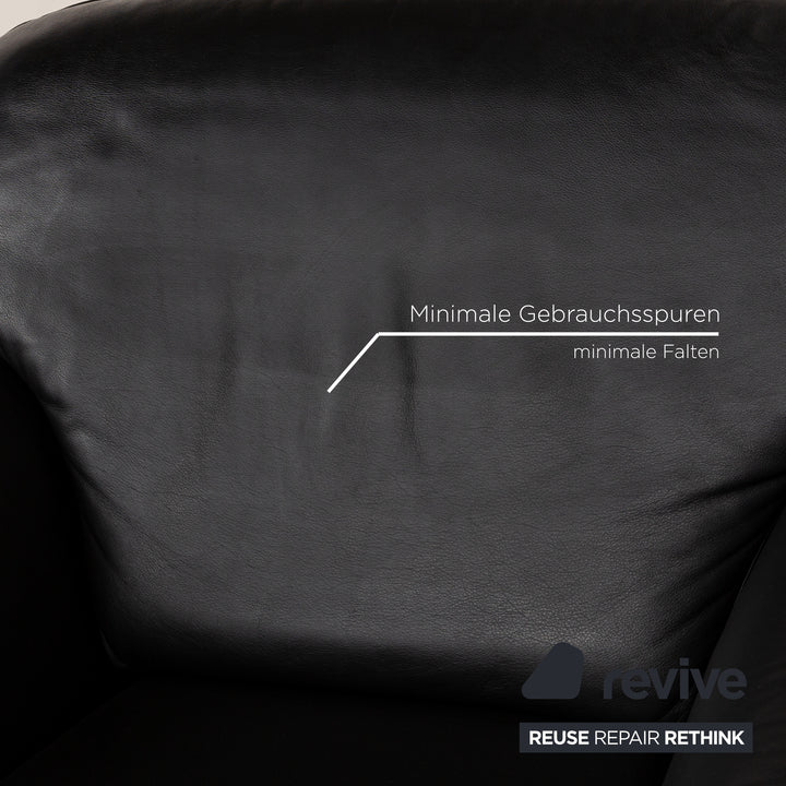 Laauser Atlanta Leather Sofa Set Black Three-Seater Armchair Couch