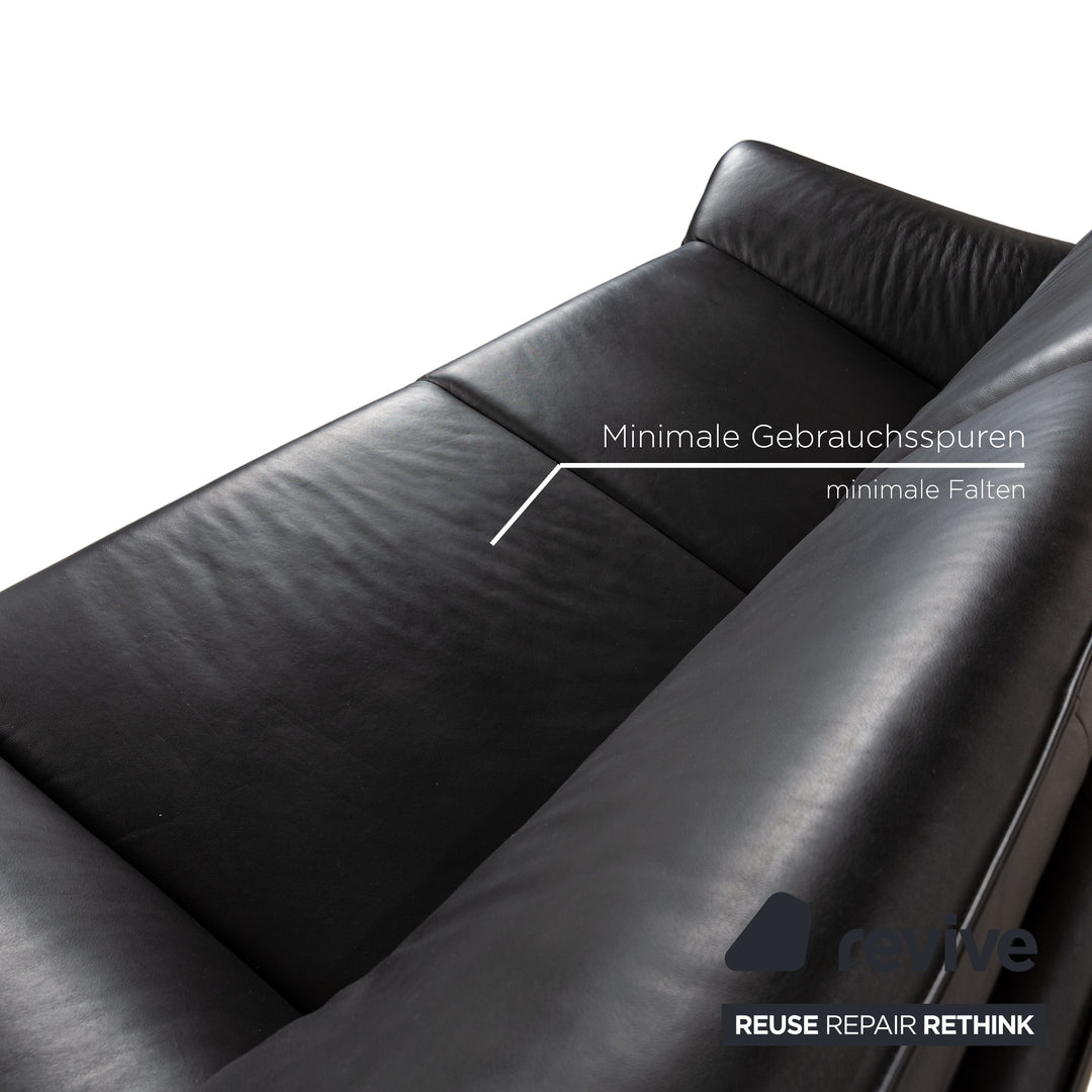 Laauser Atlanta Leather Sofa Set Black Three-Seater Armchair Couch