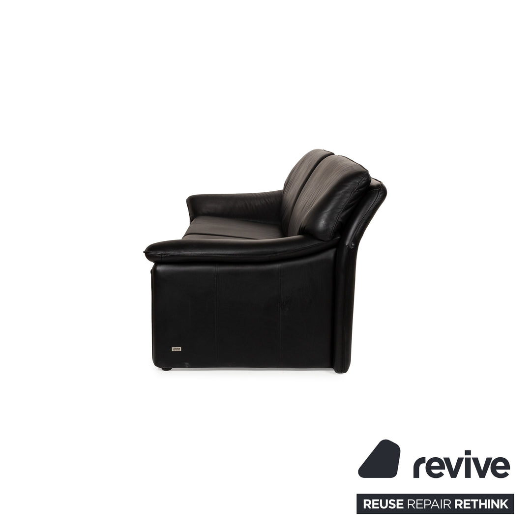 Laauser Atlanta Leather Sofa Set Black Three-Seater Armchair Couch