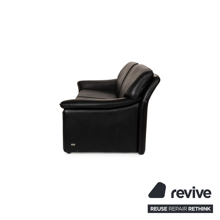 Laauser Atlanta Leather Sofa Set Black Three-Seater Armchair Couch