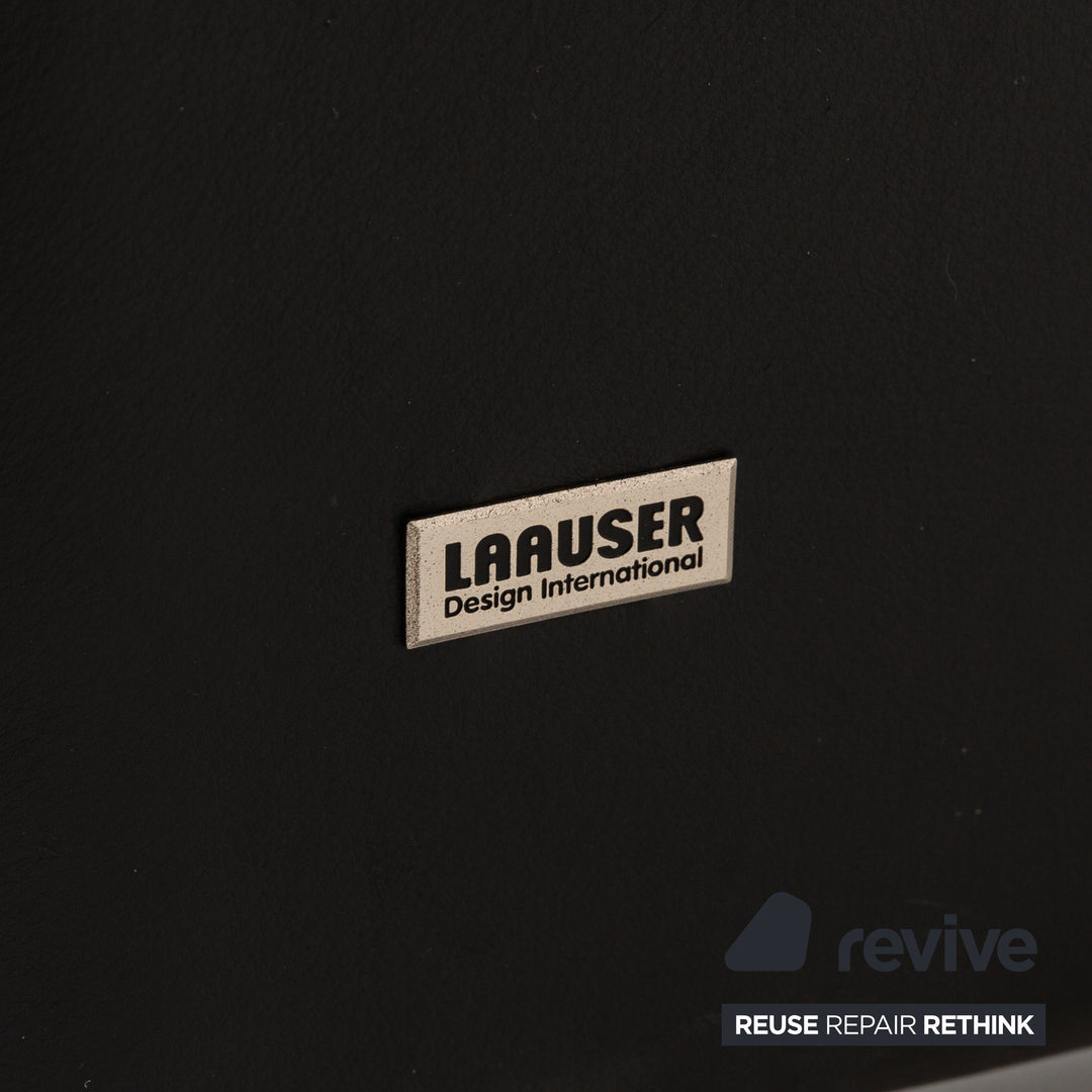 Laauser Atlanta Leather Sofa Set Black Three-Seater Armchair Couch