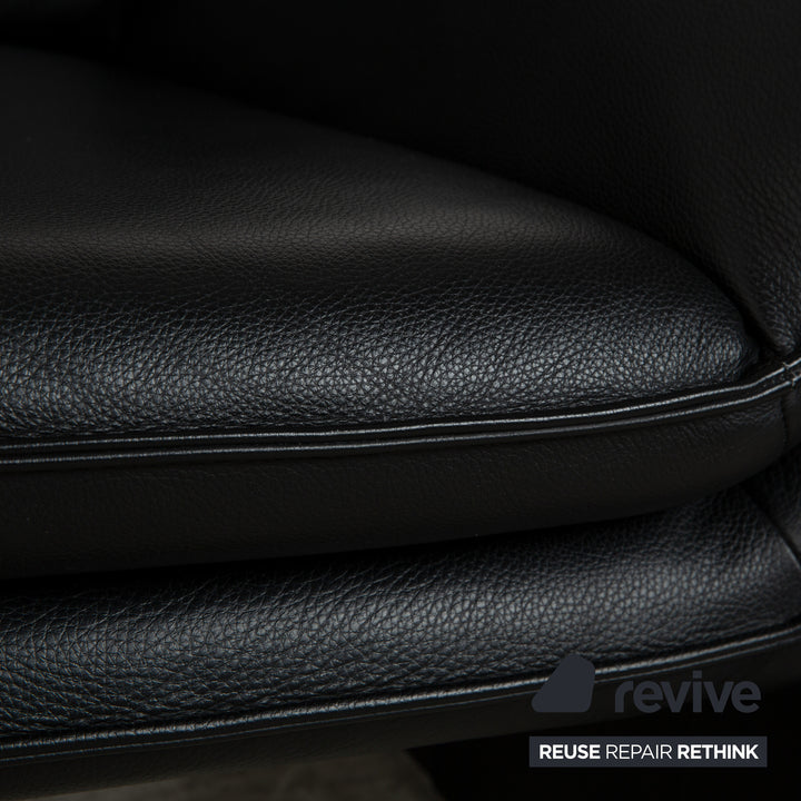 Laauser Atlanta Leder Sofa Garnitur Schwarz Dreisitzer Sessel Couch